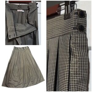 Vtg Talbots Skirt Womens 8‎ Pleated Gold Black Long Vintage Flawless